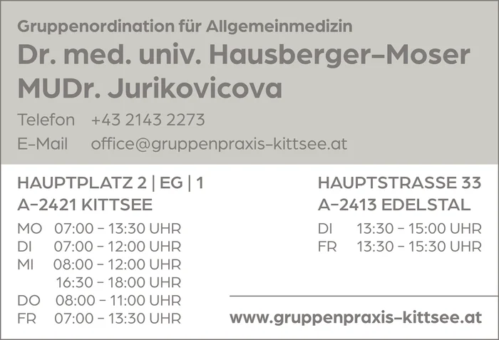 Gruppenordination für Allgemeinmedizin - Hausberger-Moser & Jurikovicova